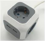 Lineme PowerCube 3 Позиции с 2 USB-A и Кабел 1.5м Сив