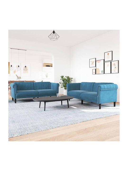 Living Room Furniture Set 2 sofas Blue