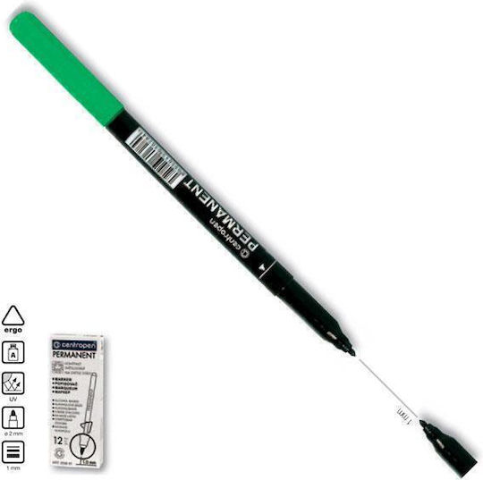 Centropen Πράσινοι Μαρκαδόροι Ζωγραφικής 1mm Λεπτοί Σετ 12τμχ