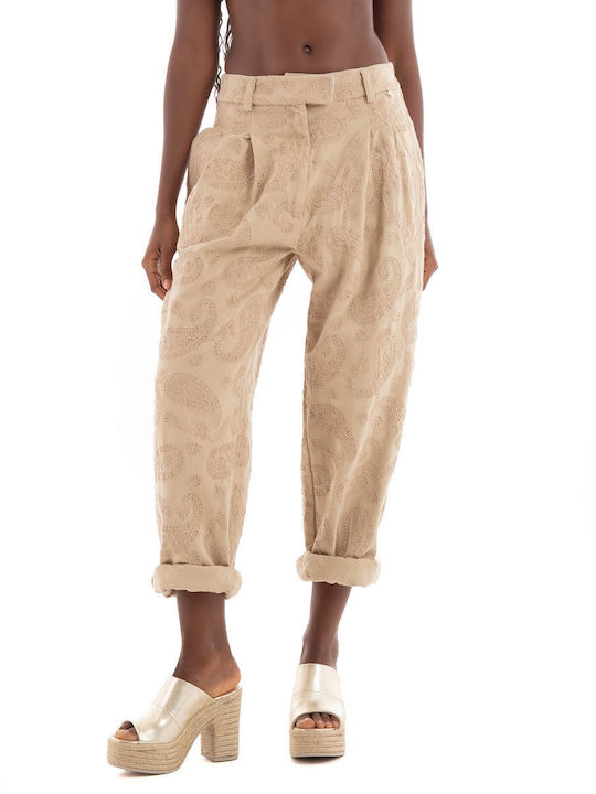 Souvenir Women's Fabric Trousers Beige