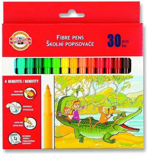 Koh-I-Noor Washable Drawing Markers Thin Set 30pcs