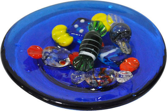 Dekorative Platte Glas Blau 1Stück 10x4cm