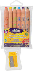Jumbo Colored Pencils Strigo Sharpeners 6 Colours