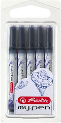 Herlitz 5 Ersatz- und Füllfederhaltertinten für Stift Breit Blaue