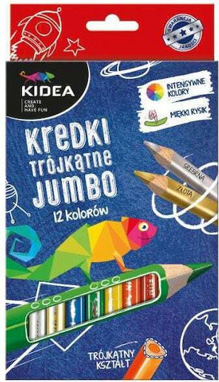 Set 12 Creioane Colorate Jumbo Perlate Kidea
