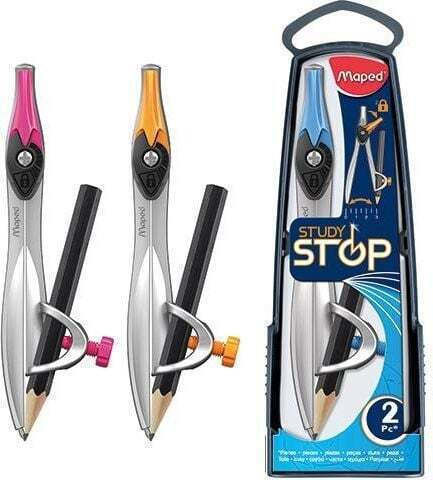 Maped Study Stop Plastic Compass with Pencil in Case Yellow