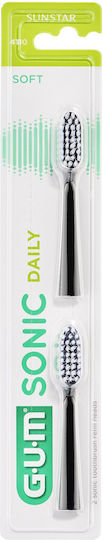 GUM Sonic Daily Electric Toothbrush Replacement Heads Black 1pcs
