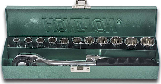 Honiton Set de chei tubulare și clichet 1\2" 13buc