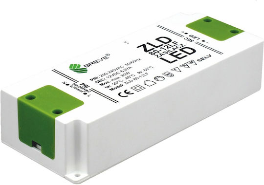Breve Τροφοδοτικό LED IP20 Ισχύος 80W με Τάση Εξόδου 12V