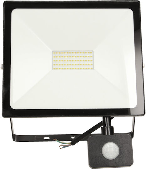 Orno Στεγανός Προβολέας LED 50W Φυσικό Λευκό 4000K με Αισθητήρα Κίνησης IP44