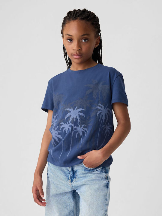 GAP Kids Blouse Short Sleeve Blue Graphic