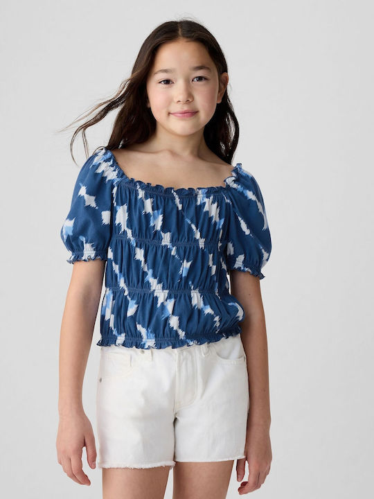 GAP Kids Blouse Short Sleeve blue tie dye