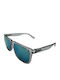V-store Unisex Sunglasses with Gray Plastic Frame and Blue Mirror Lens 2464-03