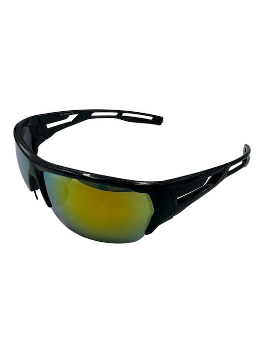 V-store Sunglasses with Black Plastic Frame and Green Mirror Lens 5292-02