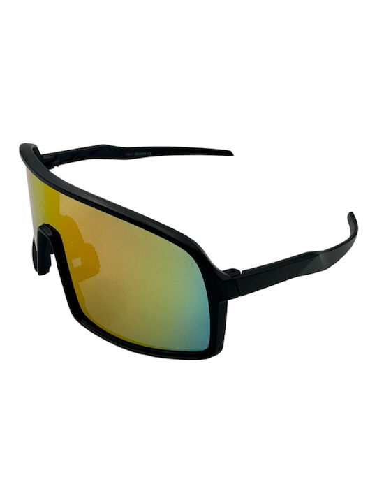 V-store Sunglasses with Black Plastic Frame and Multicolour Mirror Lens 9810-03