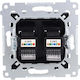 Kontakt-Simon Double Telephone Socket Mechanism in Black Color DT2.01/49