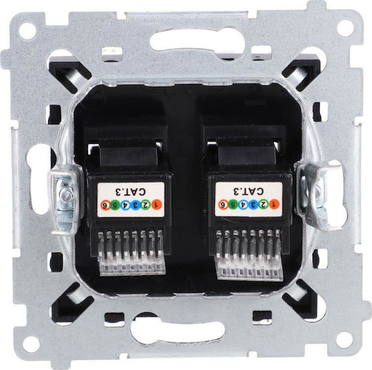 Kontakt-Simon Double Telephone Socket Mechanism in Black Color DT2.01/49