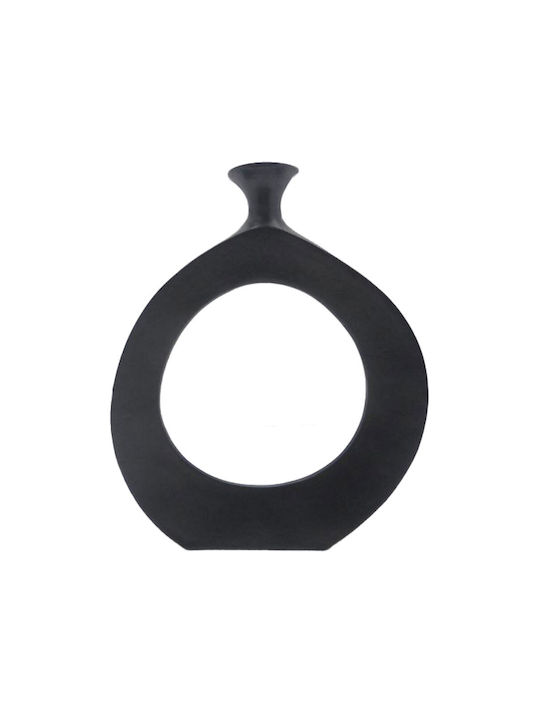 InTheBox Διακοσμητικό Βάζο Αλουμινίου Abstract Circle Μαύρο Y36.75cm