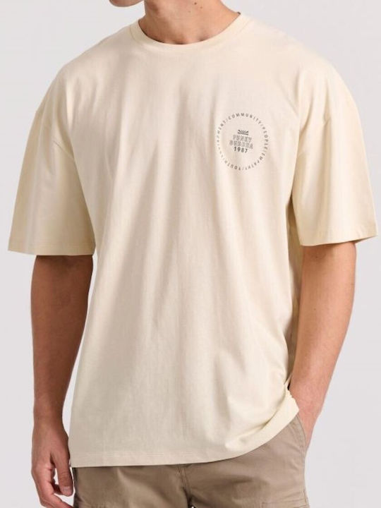 Funky Buddha T-shirt Bărbătesc cu Mânecă Scurtă Cream