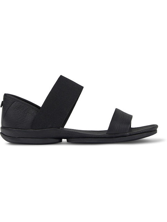 Camper Right Leder Damen Flache Sandalen in Schwarz Farbe