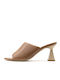 Paola Ferri Heel Leather Mules Tabac Brown