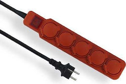 Elgotech Power Strip 5 Sockets with Cable 3m Red