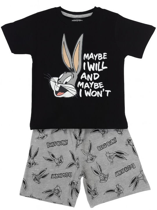 Disney Παιδική Πιτζάμα Καλοκαιρινή Βαμβακερή Black Bugs Bunny