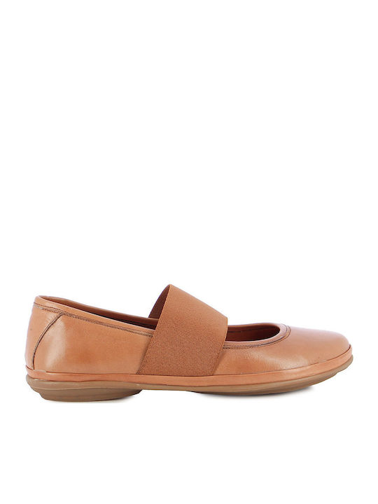 Lederne Damen Ballerinas in Tabac Braun Farbe
