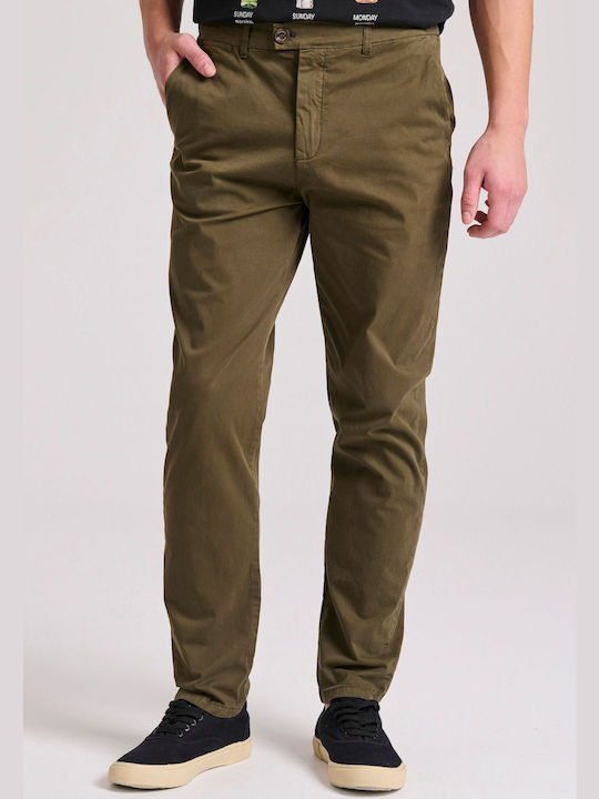 Funky Buddha Ανδρικό Παντελόνι Chino σε Tapered Γραμμή Χακί