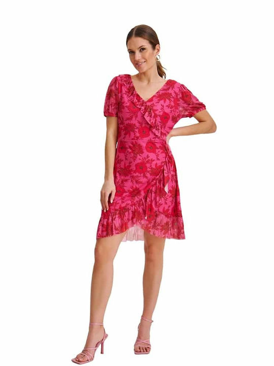 Top Secret Rochie cu Volane Fuchsia