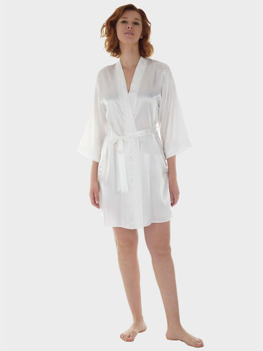 G Secret Summer Women's Satin Robe White