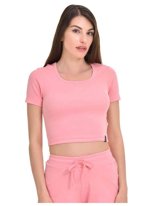 Target Γυναικείο Αθλητικό Crop Top Κοντομάνικο Ροζ