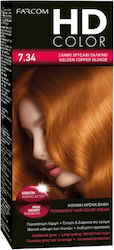 Farcom Hd Color Hair Dye 7.34 Blonde Golden Cop...