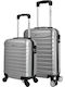 Quasar Line Reisekoffer Hartschalen Silver Maximalhöhe 55cm mit 4 Räder Set 2Stück