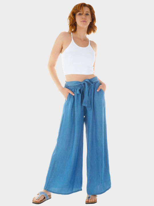 G Secret Femei Țesătură Pantaloni largi cu Linia Dreaptă Albastră