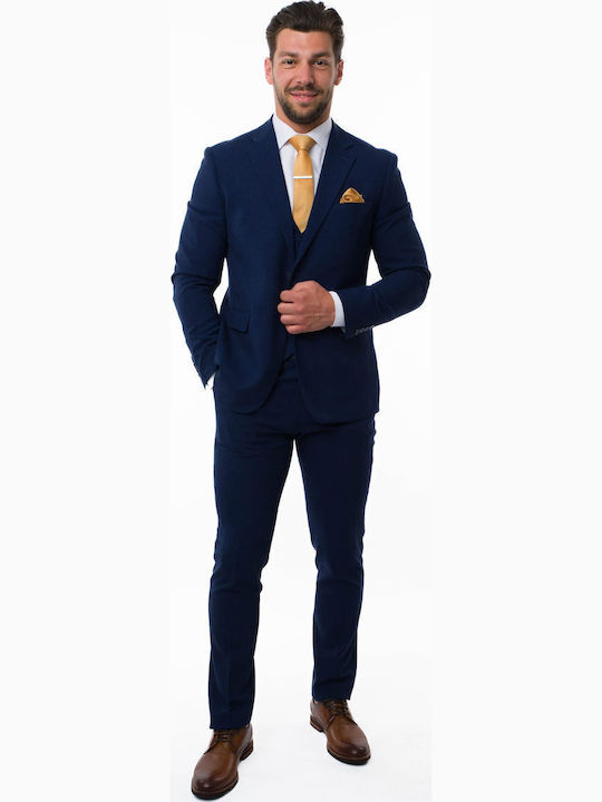 Men's Suit with Vest Blue