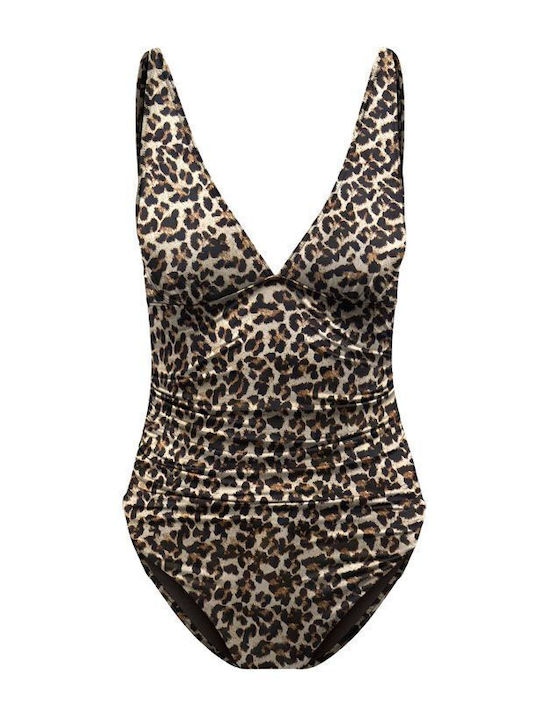 Only One-Piece Swimsuit with Open Back Coffee- ...