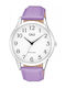 Q&Q Herrenuhr Batterie mit Lila Lederarmband