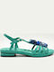 Sandale Casual Damă Flatforme Verde Din Piele