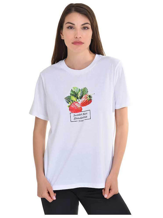Target Γυναικείο Αθλητικό T-shirt Λευκό