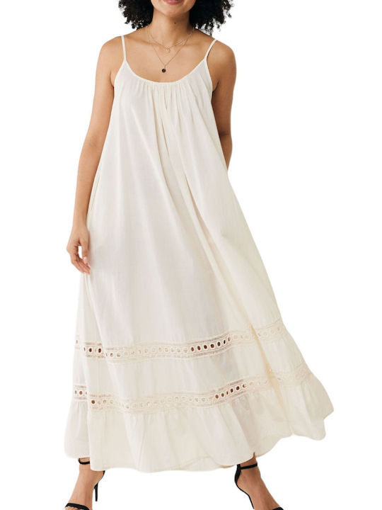 Mexx Maxi Φόρεμα με Βολάν Off White