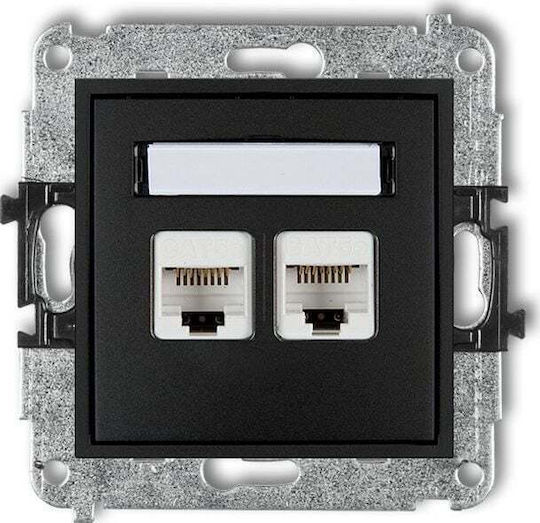 Karlik Double Mecanism de priză de rețea RJ45 De tip Cat6 în culoarea Negru 12MGK-4