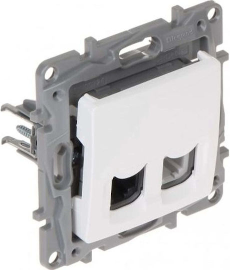 Legrand Niloe Двойно Гнездо за Електрическа Мрежа и Телефон RJ45/RJ11 Без Преден Тип Cat5e в Бял Цвят LE-764570