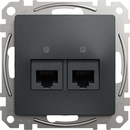 Schneider Electric Sedna Διπλός Μηχανισμός Πρίζας Δικτύου RJ45 Τύπου Cat5e σε Μαύρο Χρώμα SDD114452