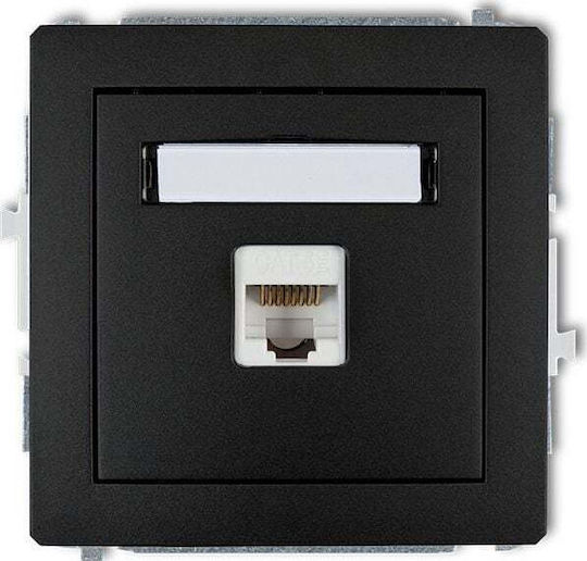 Karlik Μονή Πρίζα Δικτύου RJ45 με Πλαίσιο Τύπου Cat5 σε Μαύρο Χρώμα 12DGK-1