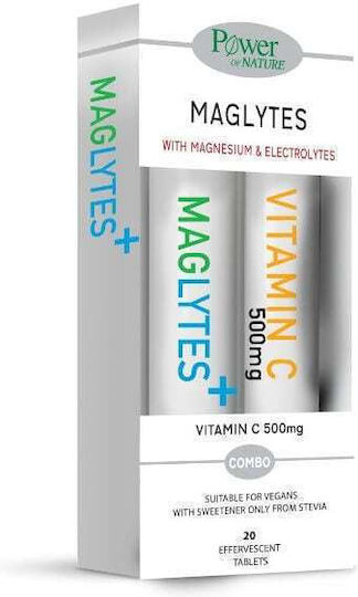 Power Of Nature Maglytes with Magnesium & Electrolytes & Vitamin C 500mg Stevia 40 αναβράζοντα δισκία