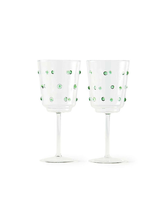 Pols Potten Set de pahare pentru Vin Alb din Sticlă în Culoarea Verde Cu picior 350ml 2buc