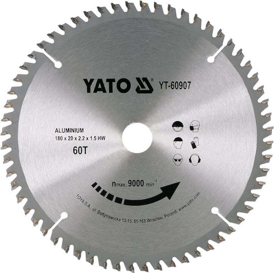 Yato Δίσκος Κοπής Ξύλου με 60 Δόντια 180mm