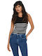 Only Women's Blouse Sleeveless Striped Black