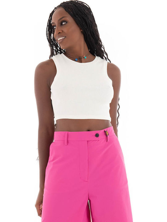 Only Vilma Γυναικείο Crop Top Αμάνικο Off White